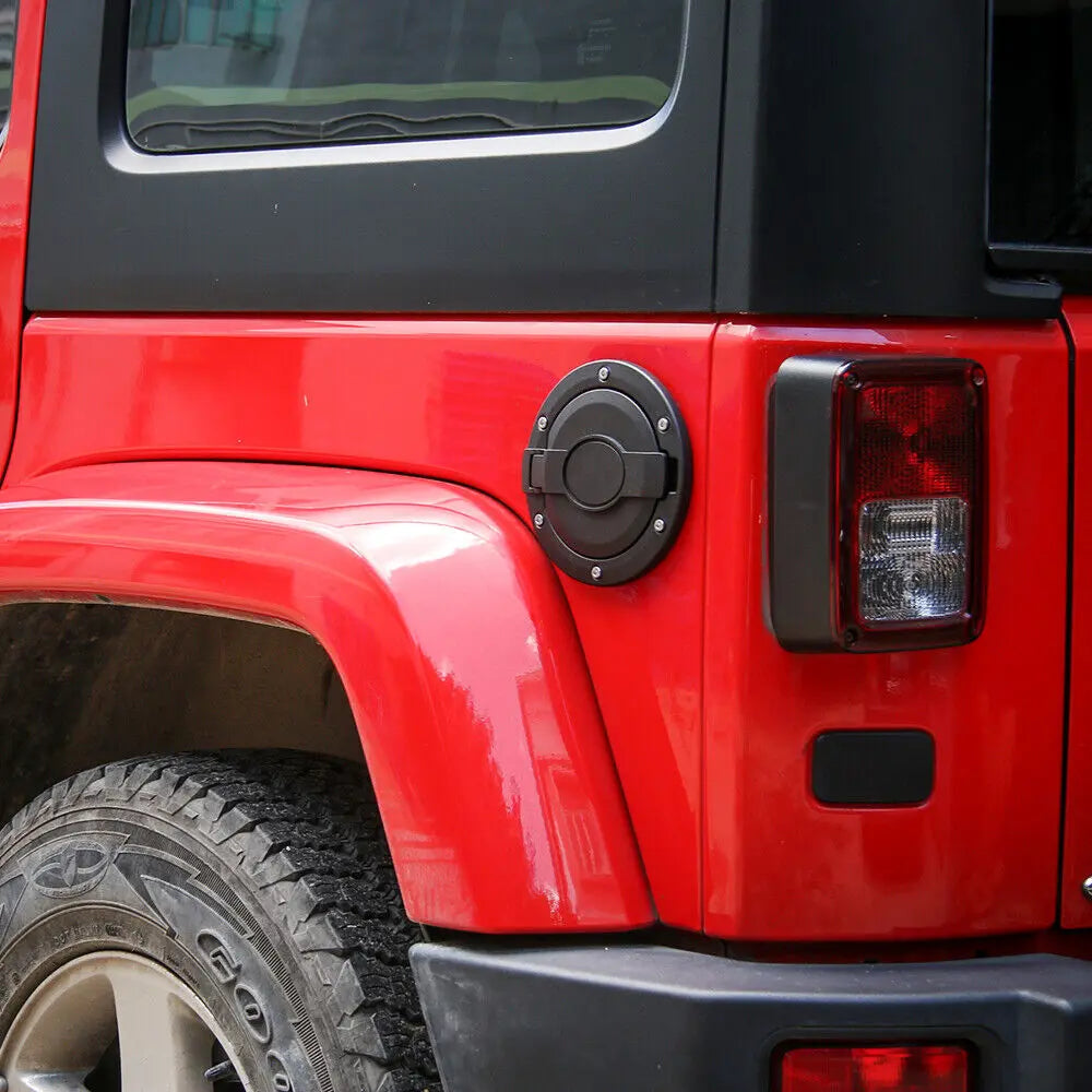 For 2007-2018 Jeep Wrangler JK JKU Fuel Filler Door Gas Lid Tank Cap Cover Trim