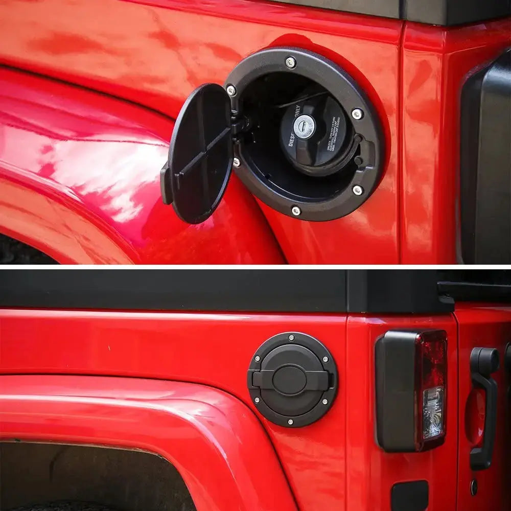 For 2007-2018 Jeep Wrangler JK JKU Fuel Filler Door Gas Lid Tank Cap Cover Trim
