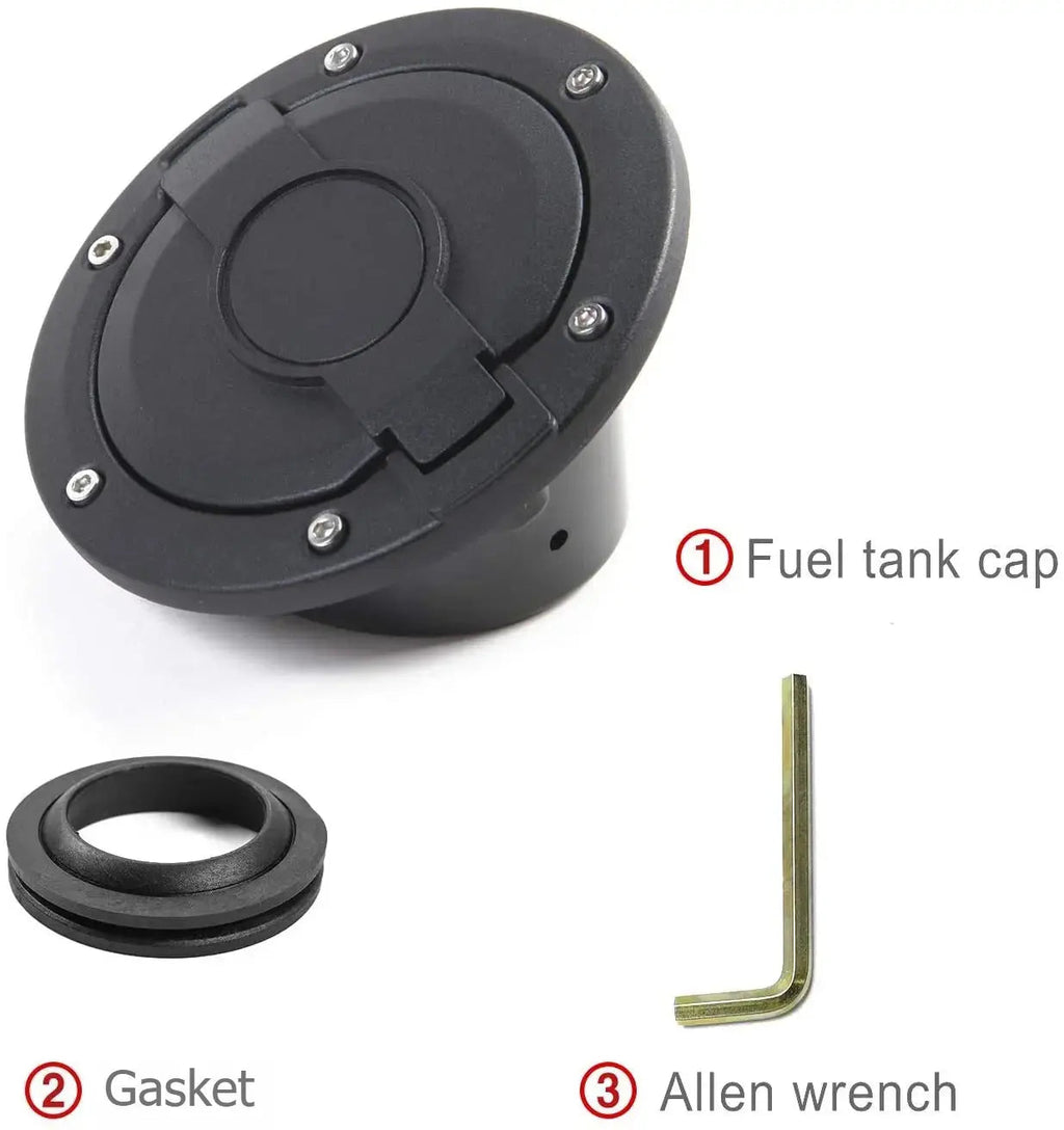 For 2007-2018 Jeep Wrangler JK JKU Fuel Filler Door Gas Lid Tank Cap Cover Trim