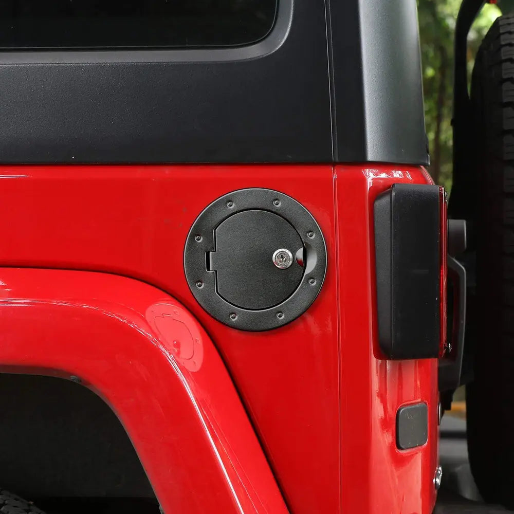 For 2007-2018 Jeep Wrangler JK JKU Gas Cap Cover Locking Fuel Filler Door Cover Black