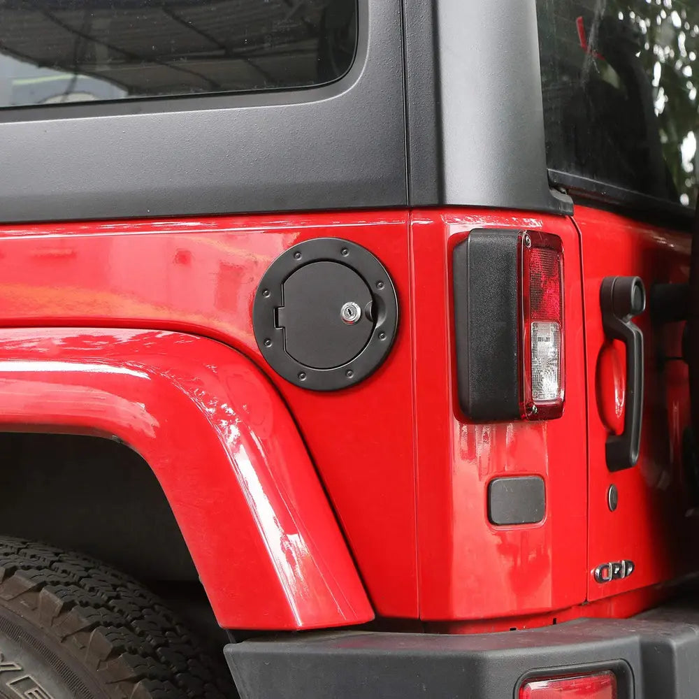 For 2007-2018 Jeep Wrangler JK JKU Gas Cap Cover Locking Fuel Filler Door Cover Black