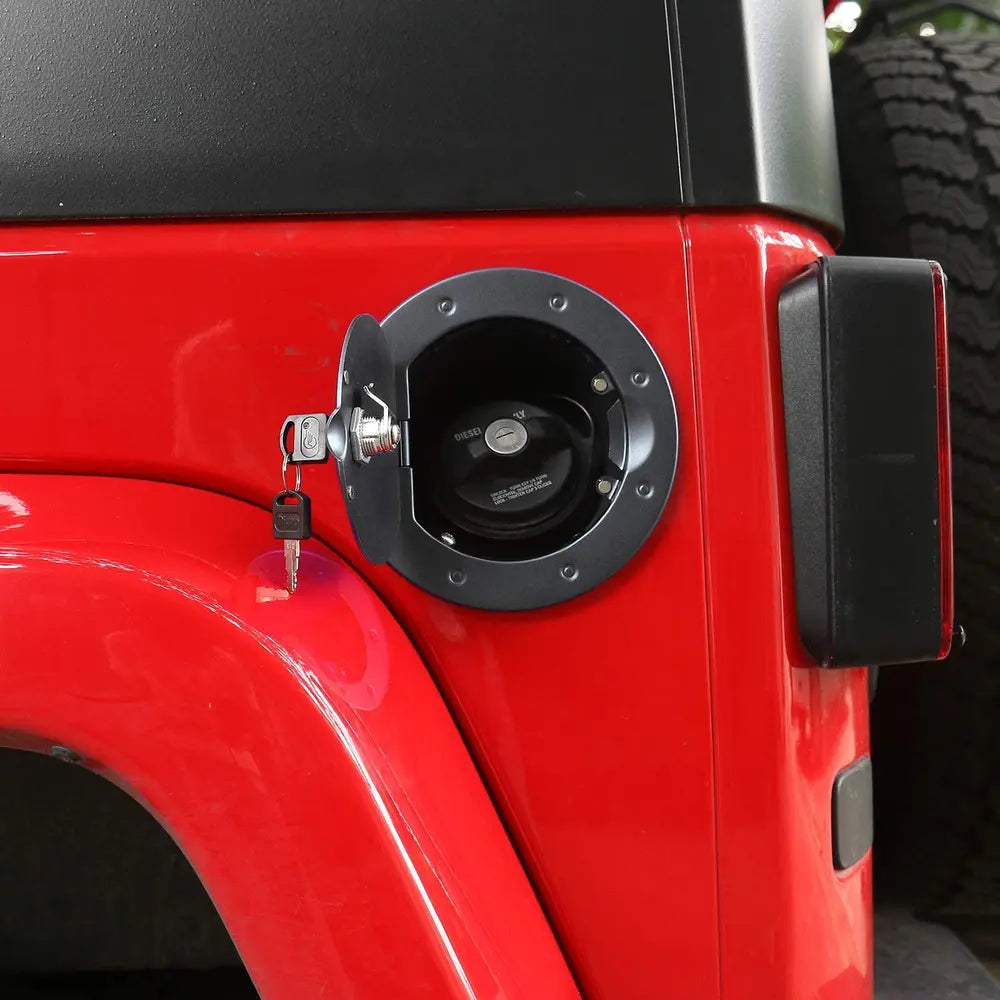 For 2007-2018 Jeep Wrangler JK JKU Gas Cap Cover Locking Fuel Filler Door Cover Black