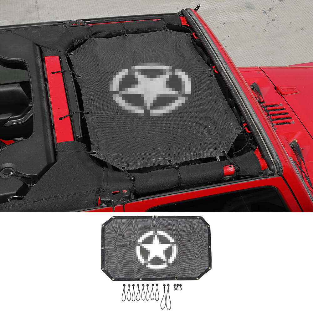 For 2007-2018 Jeep Wrangler JK JKU Half-Length Mesh Bikini Top Sunshade – UV Protection Soft Roof Cover