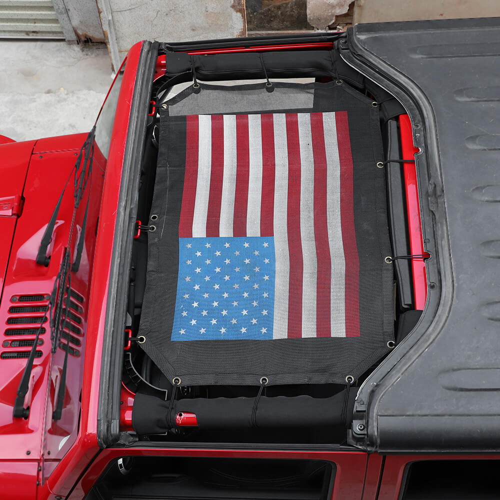 For 2007-2018 Jeep Wrangler JK JKU Half-Length Mesh Bikini Top Sunshade – UV Protection Soft Roof Cover