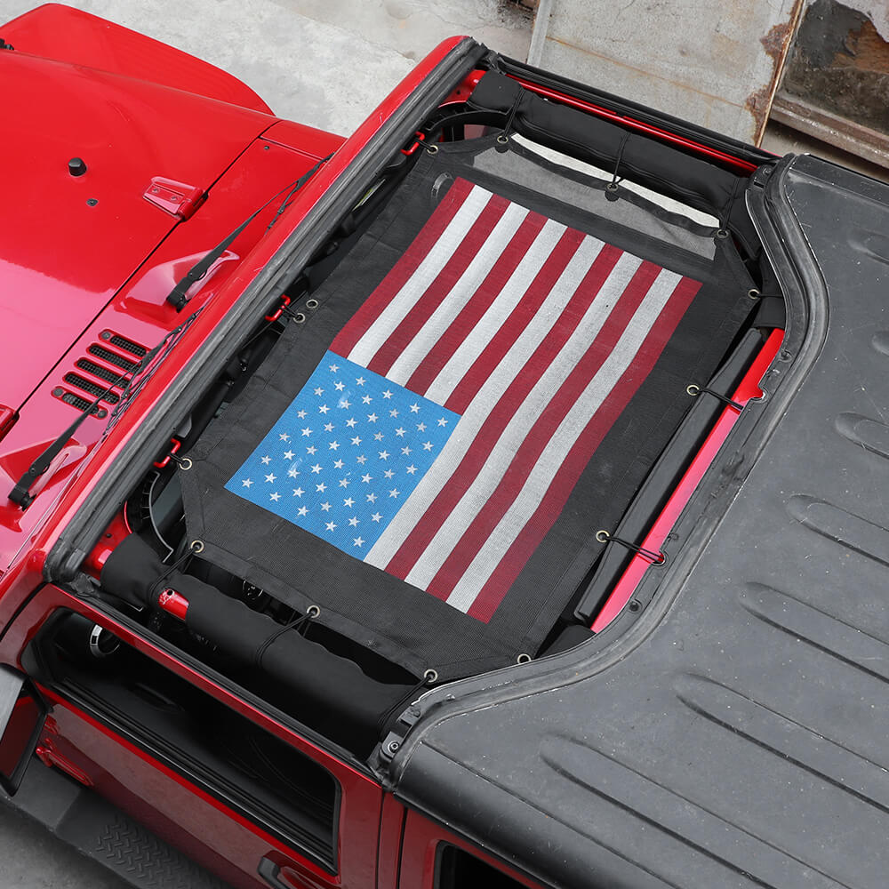 For 2007-2018 Jeep Wrangler JK JKU Half-Length Mesh Bikini Top Sunshade – UV Protection Soft Roof Cover