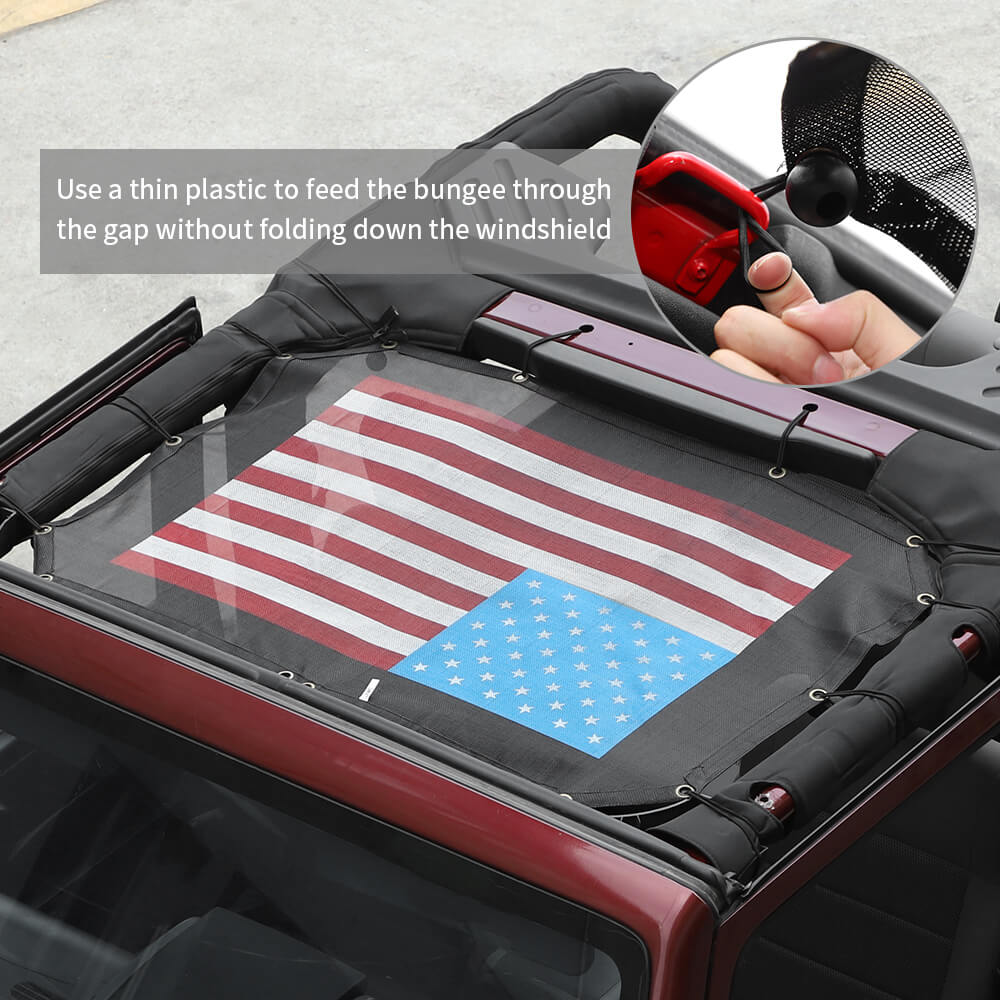 For 2007-2018 Jeep Wrangler JK JKU Half-Length Mesh Bikini Top Sunshade – UV Protection Soft Roof Cover