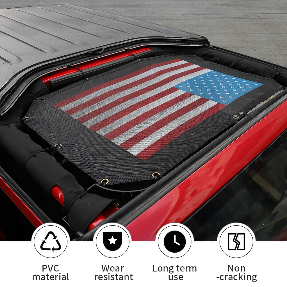 For 2007-2018 Jeep Wrangler JK JKU Half-Length Mesh Bikini Top Sunshade – UV Protection Soft Roof Cover