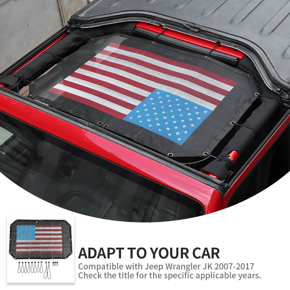 For 2007-2018 Jeep Wrangler JK JKU Half-Length Mesh Bikini Top Sunshade – UV Protection Soft Roof Cover