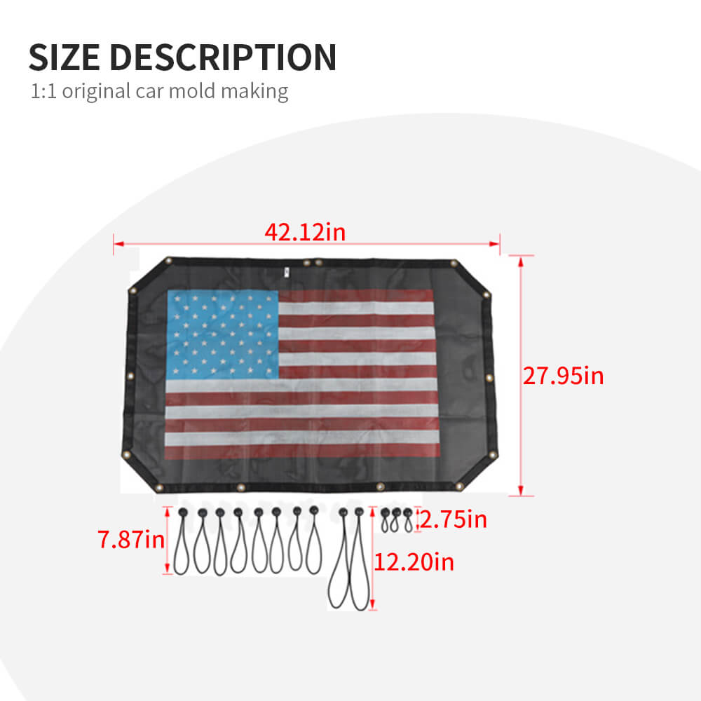 For 2007-2018 Jeep Wrangler JK JKU Half-Length Mesh Bikini Top Sunshade – UV Protection Soft Roof Cover