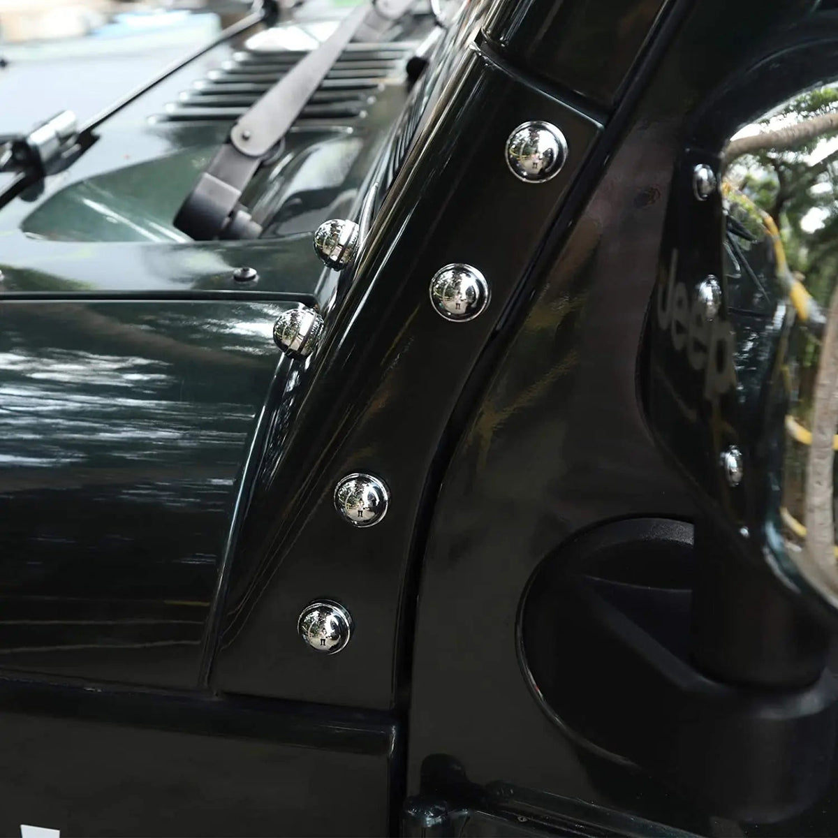 For 2007-2018 Jeep Wrangler JK JKU – A Pillar Screw Bolt Cover Hood Trim Protection 12PCS