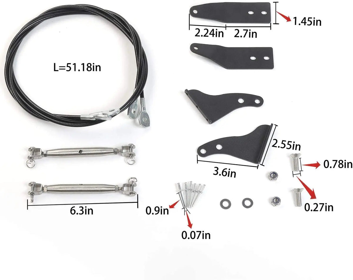 For 2007-2018 Jeep Wrangler JK JKU Hood Limb Risers Kit Sub-line Branches