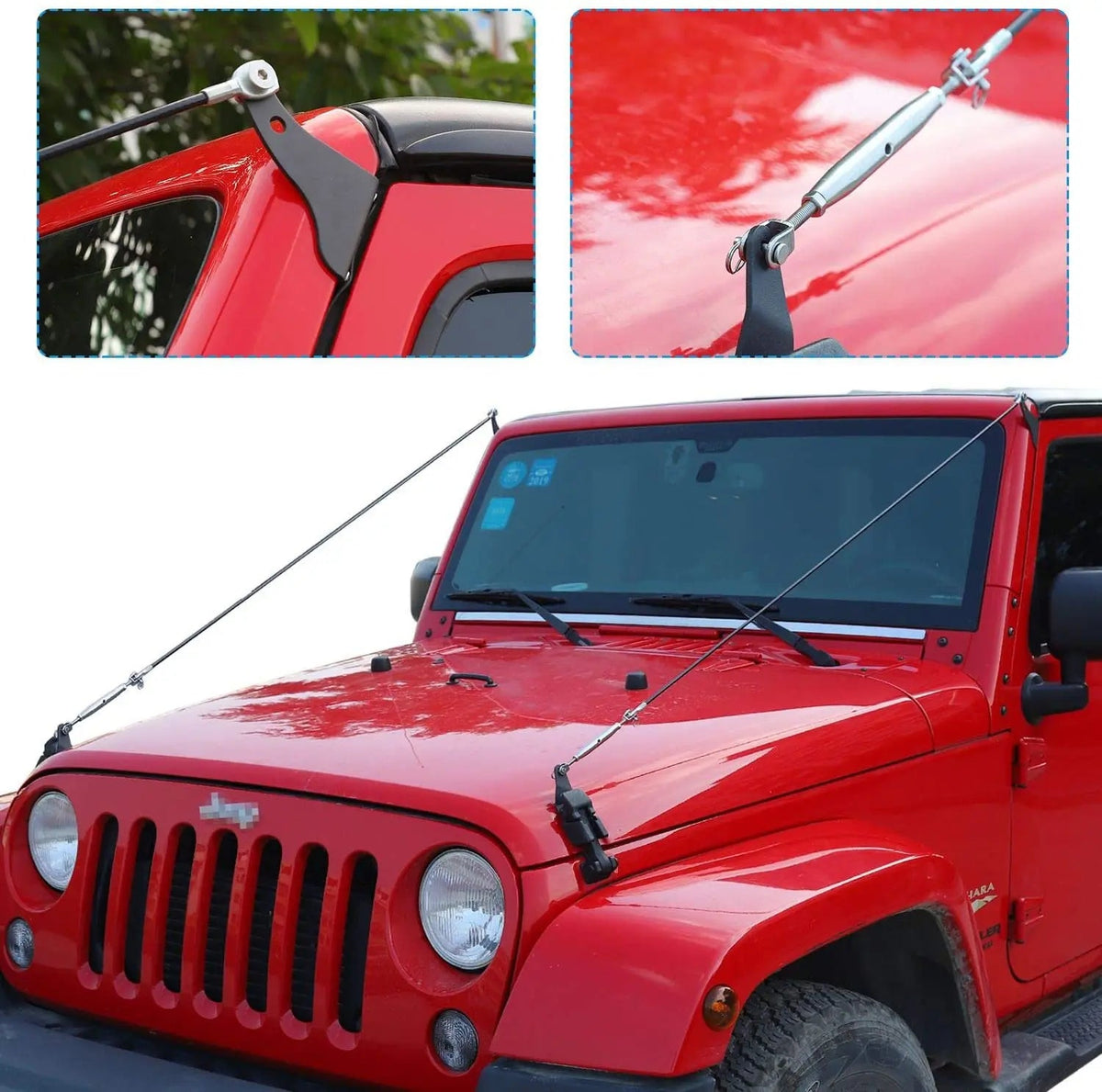 For 2007-2018 Jeep Wrangler JK JKU Hood Limb Risers Kit Sub-line Branches