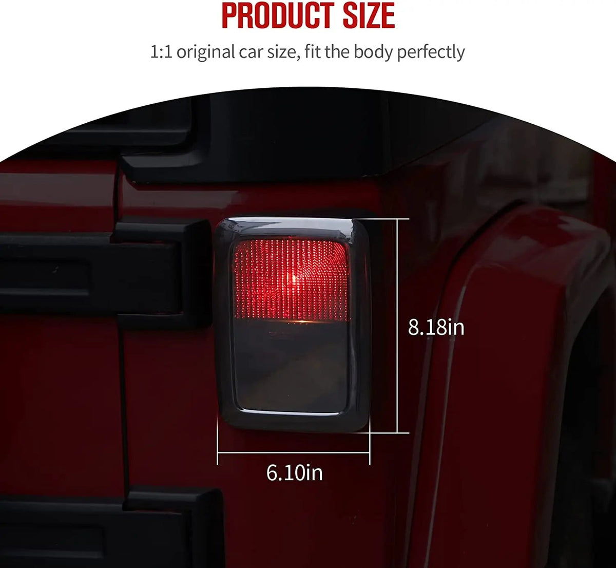For 2007-2018 Jeep Wrangler JK JKU LED Tail Light Covers Rear Lamp Guards Smoked Black