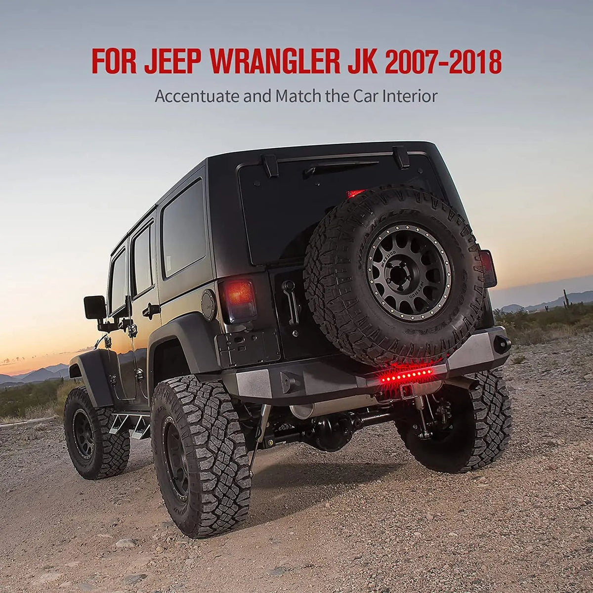 For 2007-2018 Jeep Wrangler JK JKU LED Tail Light Covers Rear Lamp Guards Smoked Black