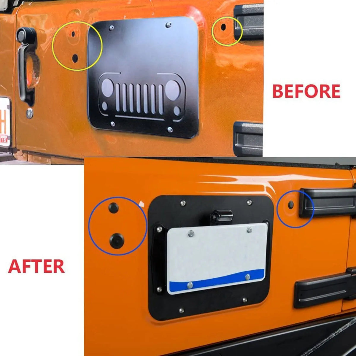 For 2007-2018 Jeep Wrangler JK JKU Rubber Tailgate Plug Tramp Stamp Spare Tire Carrier Delete