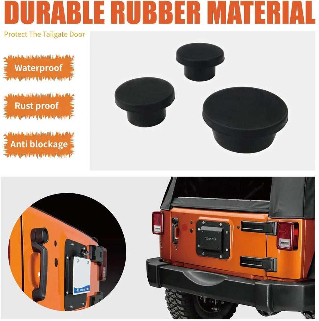 For 2007-2018 Jeep Wrangler JK JKU Rubber Tailgate Plug Tramp Stamp Spare Tire Carrier Delete