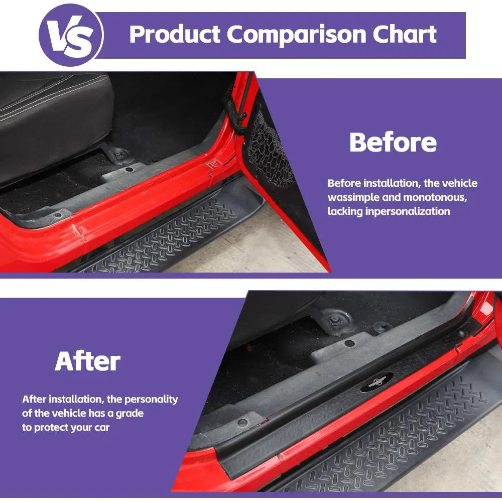 For 2007-2018 Jeep Wrangler JK JKU Sill Plate Protector Guards Strip Cover Star