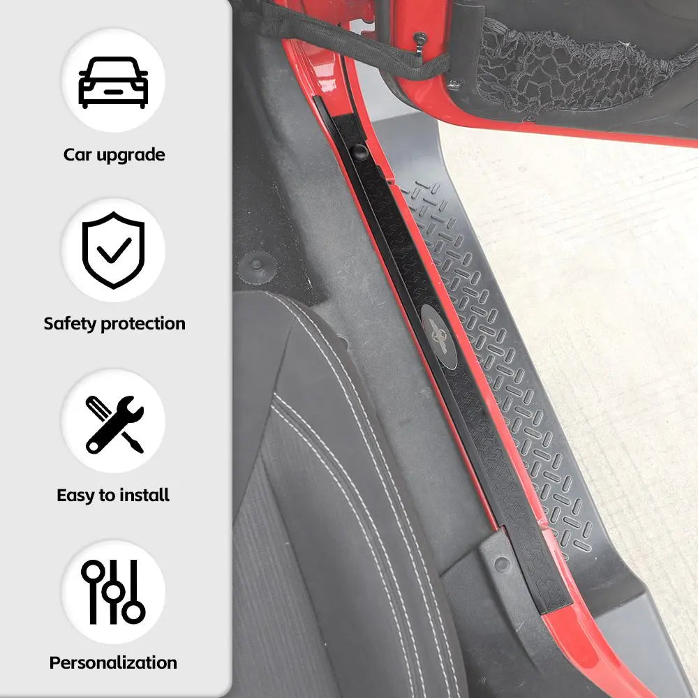 For 2007-2018 Jeep Wrangler JK JKU Sill Plate Protector Guards Strip Cover Star