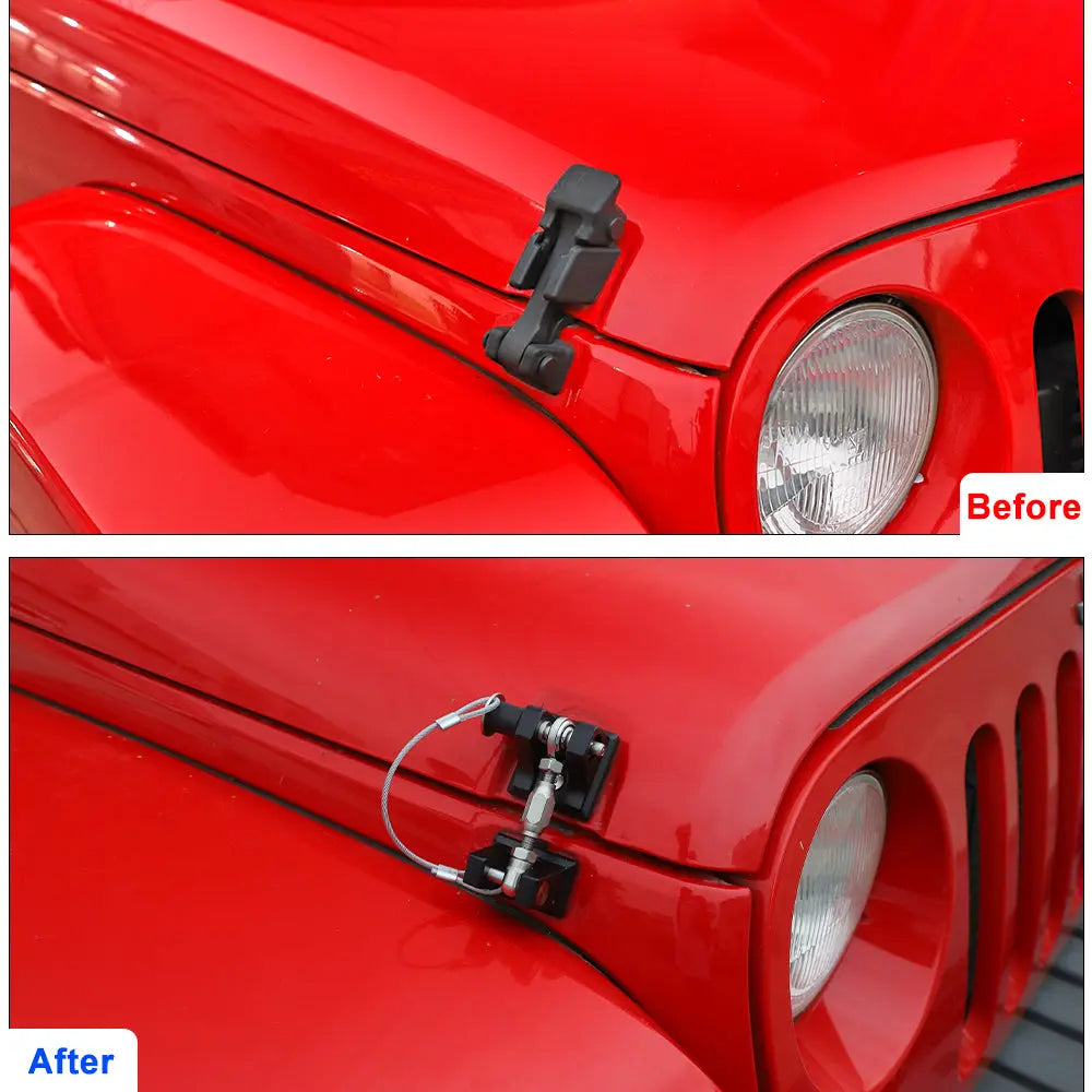 For 2007+ Jeep Wrangler JK JL Gladiator JT Stainless Steel Locking Hood Latch Catch Kit