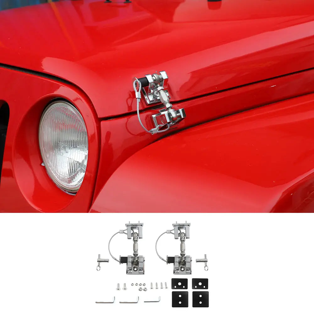 For 2007+ Jeep Wrangler JK JL Gladiator JT Stainless Steel Locking Hood Latch Catch Kit