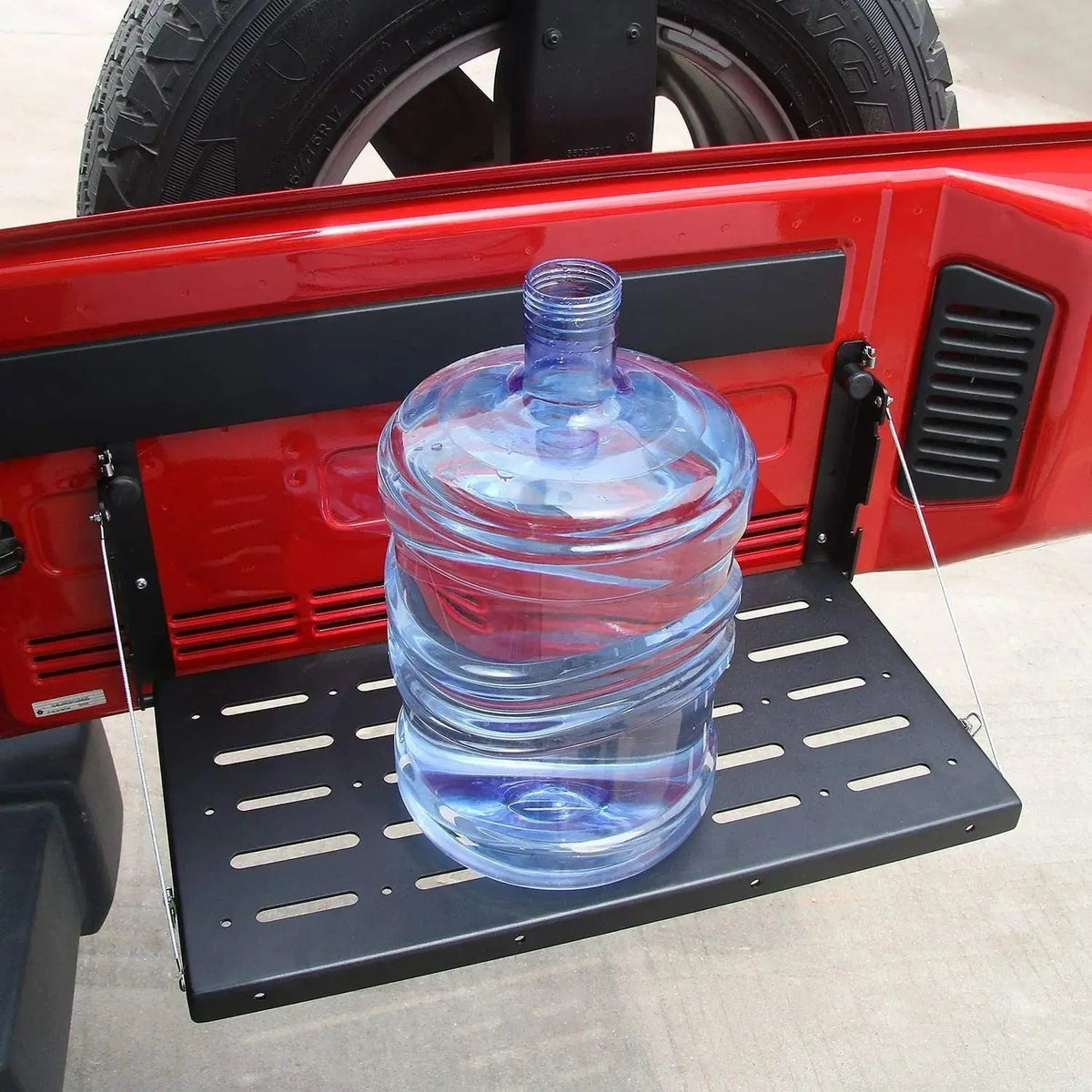 For 2007-2018 Jeep Wrangler JK JKU Tailgate Table Rear Foldable Cargo Shelf, Aluminum Alloy, Storage Rack