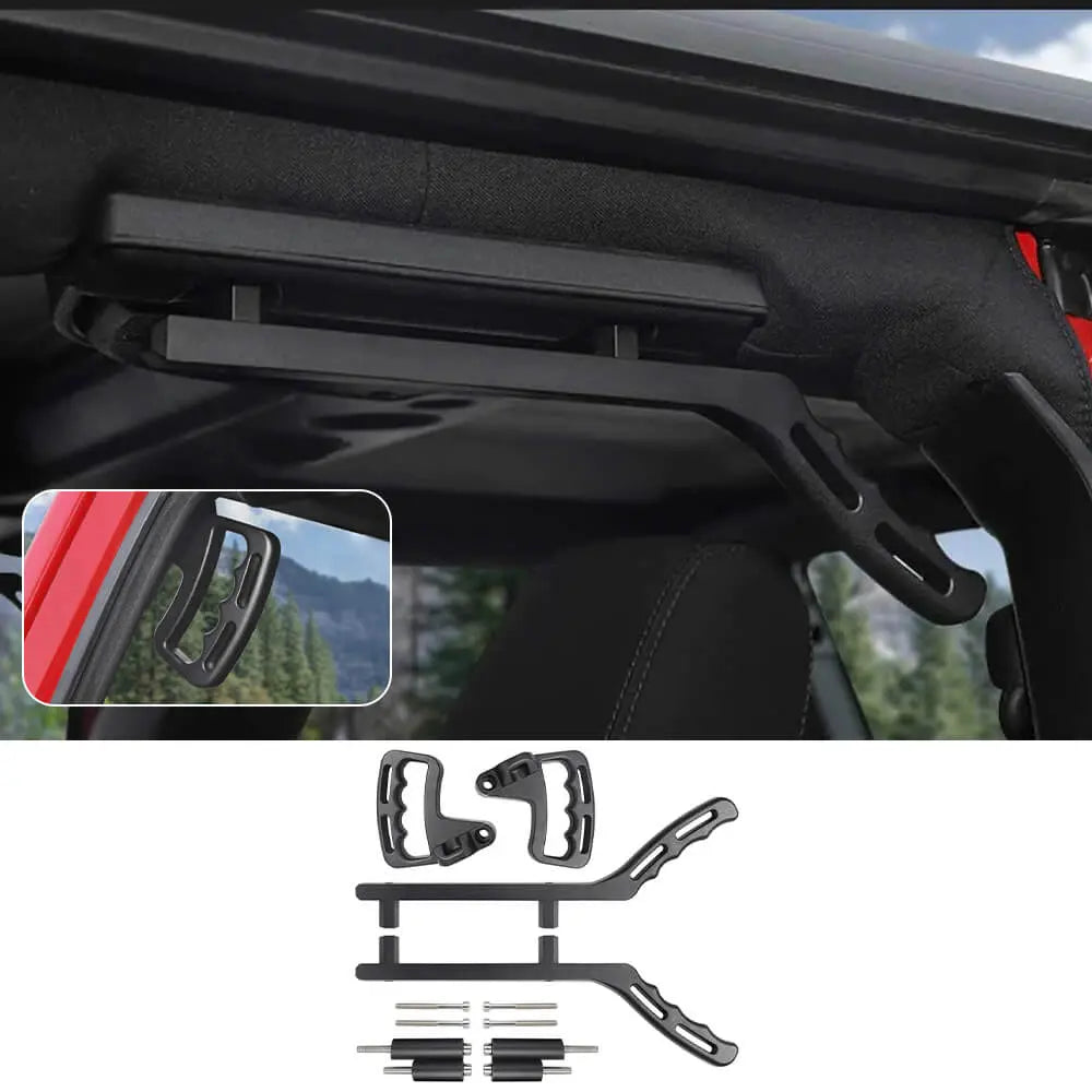 For 2007-2018 Jeep Wrangler JK JKU & Unlimited 4 Door Metal Top Grab Handles Kit 4pcs (Upgraded Version) Black