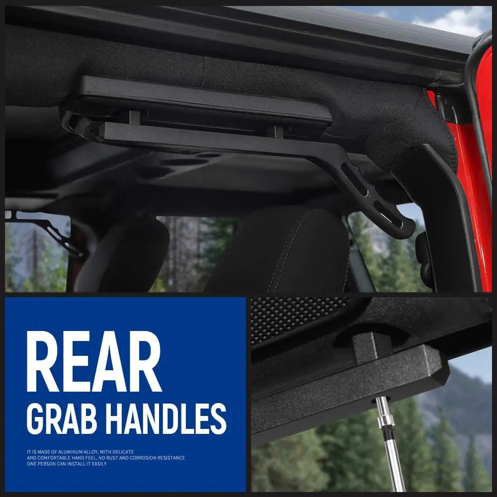 For 2007-2018 Jeep Wrangler JK JKU & Unlimited 4 Door Metal Top Grab Handles Kit 4pcs (Upgraded Version) Black