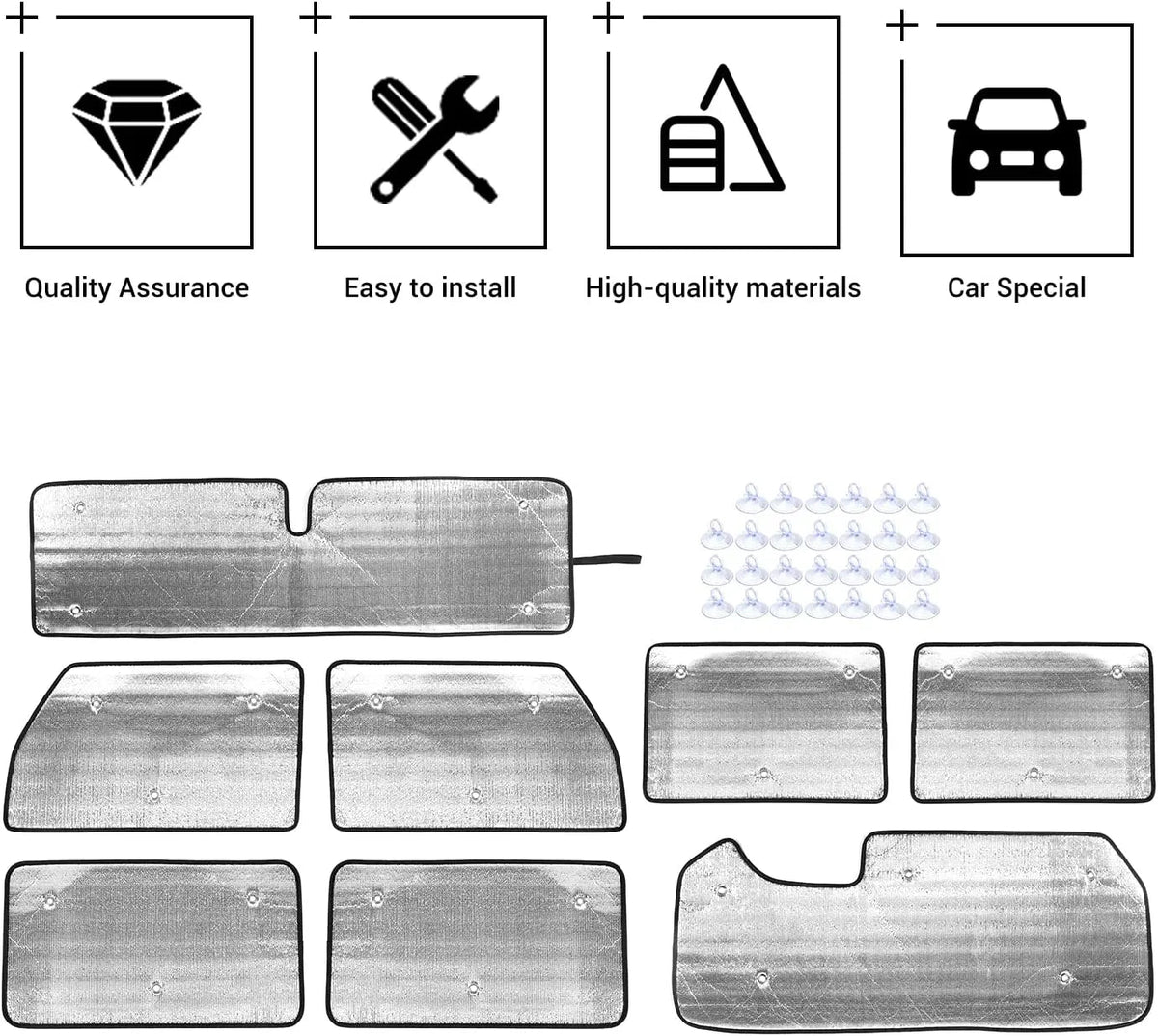 For 2007-2018 Jeep Wrangler JK JKU 4-Door, 8PCs Heat Insulation Windshield Full Window Sunshade Sunscreen Visor