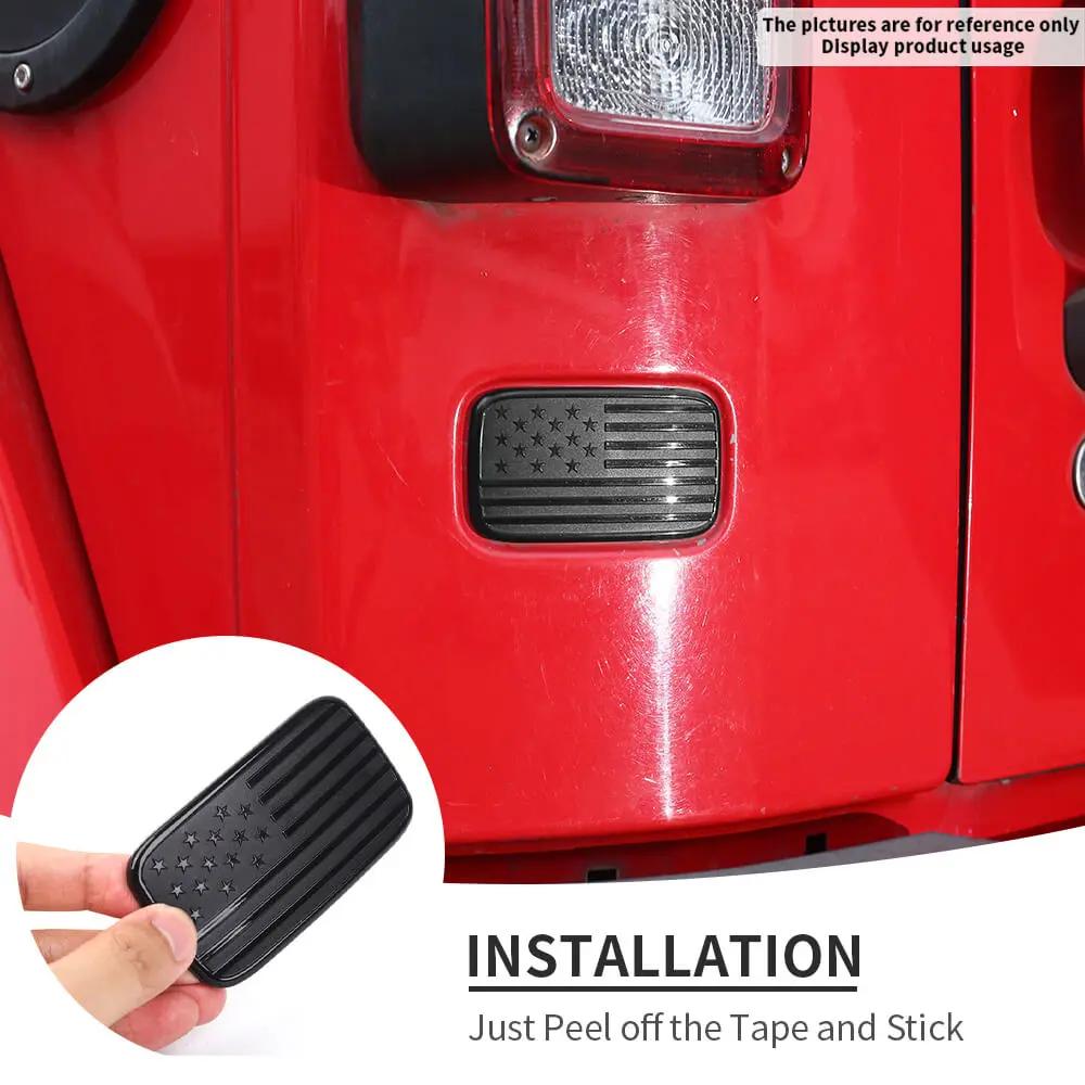 For 2007-2018 Jeep Wrangler JK Left Tail Light Lamp Lower Trim & Rubber Stopper Plugs USA Flag