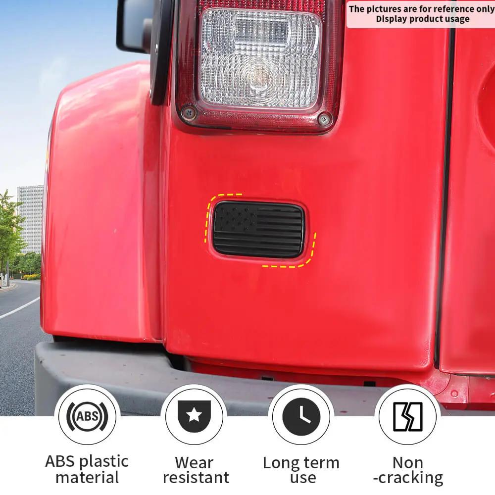 For 2007-2018 Jeep Wrangler JK Left Tail Light Lamp Lower Trim & Rubber Stopper Plugs USA Flag