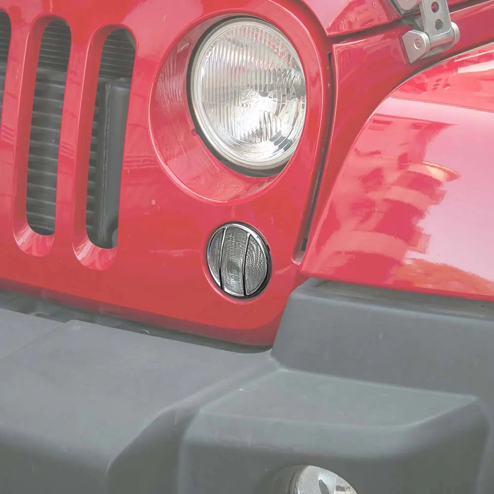 For 2007-2018 Jeep Wrangler JK Pair Fog Light Turn Signal Lamp Guard Trim