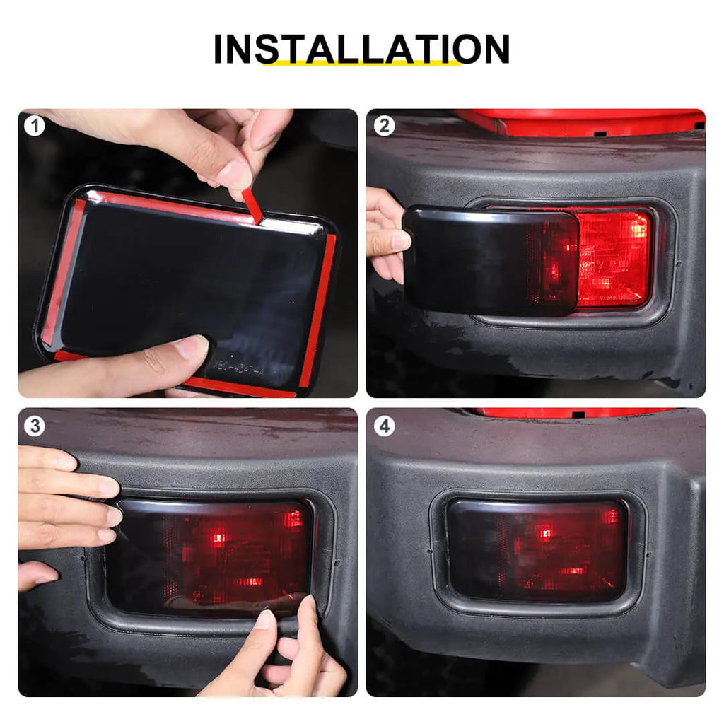 For 2007-2018 Jeep Wrangler JK Rear Bumper Fog Light Lamp Trim Cover Guard (2 pcs)