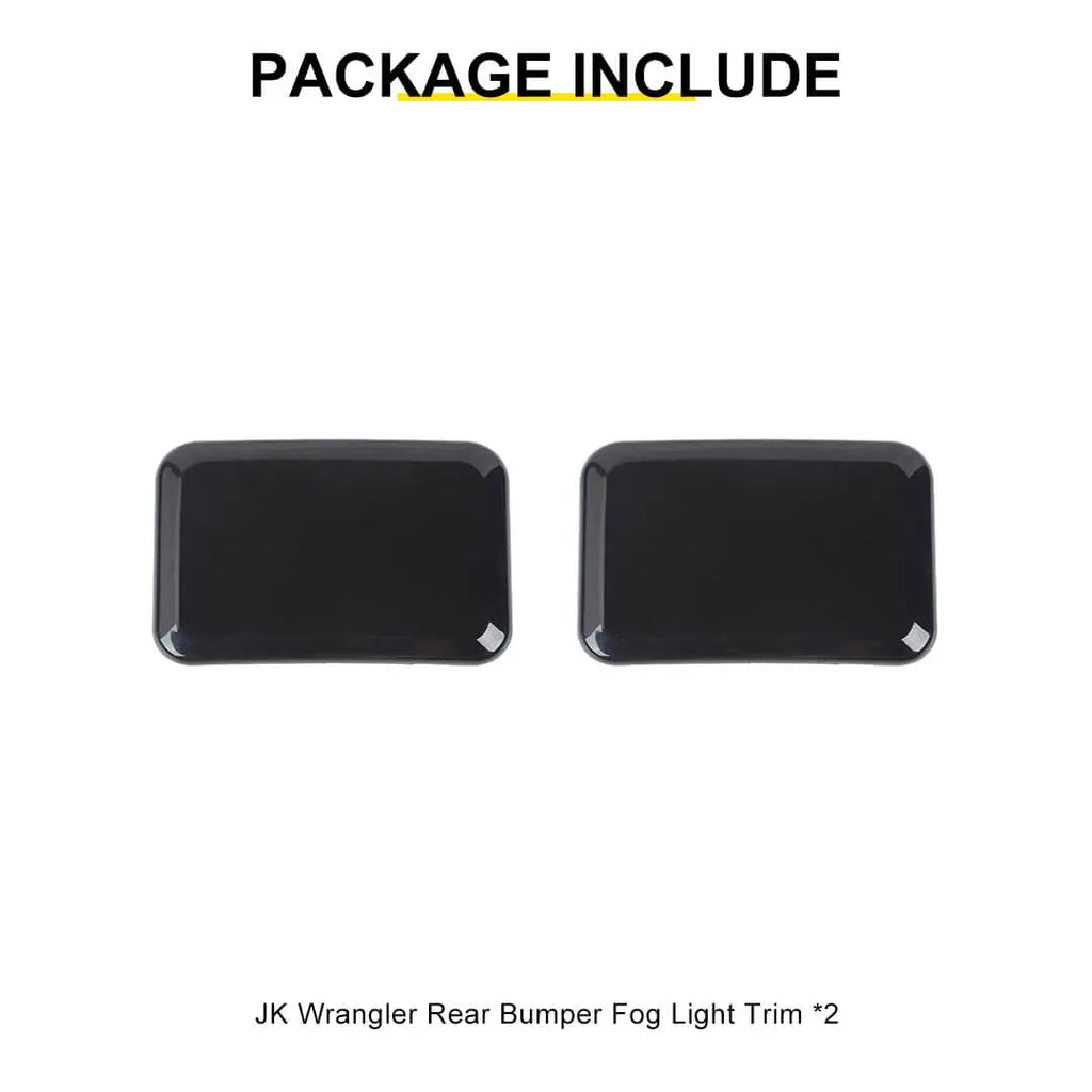 For 2007-2018 Jeep Wrangler JK Rear Bumper Fog Light Lamp Trim Cover Guard (2 pcs)