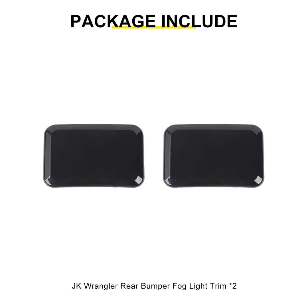 For 2007-2018 Jeep Wrangler JK Rear Bumper Fog Light Lamp Trim Cover Guard (2 pcs)