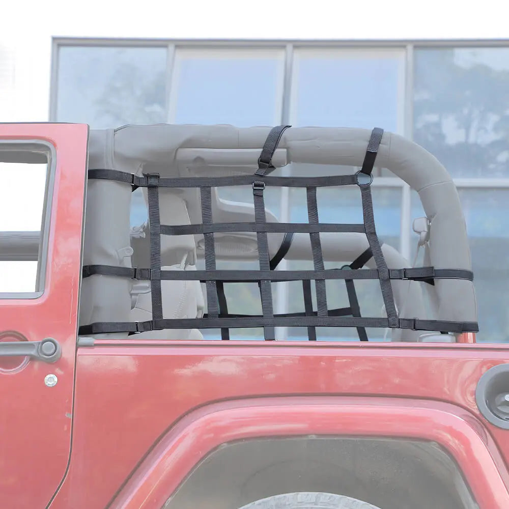 For 2007-2018 Jeep Wrangler JK Rear Side Cargo Trunk Net Restraint Barrier 2Door