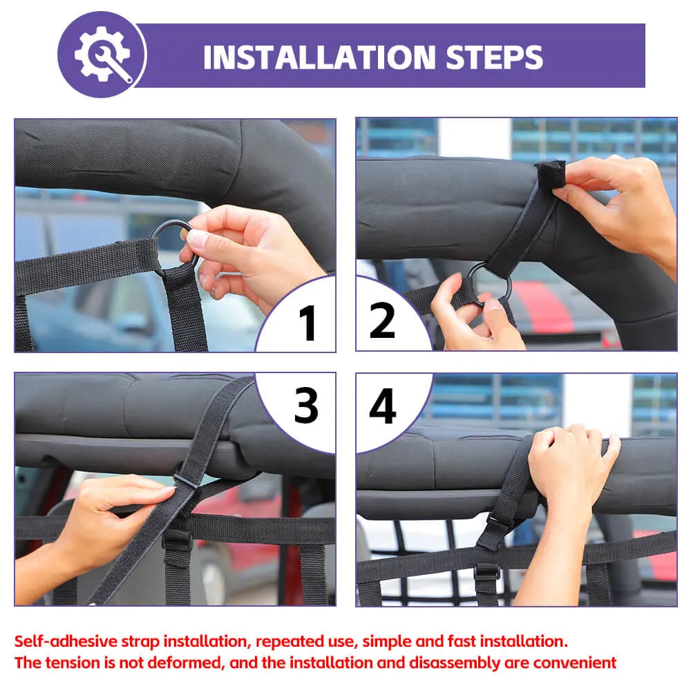 For 2007-2018 Jeep Wrangler JK Rear Side Cargo Trunk Net Restraint Barrier 2Door
