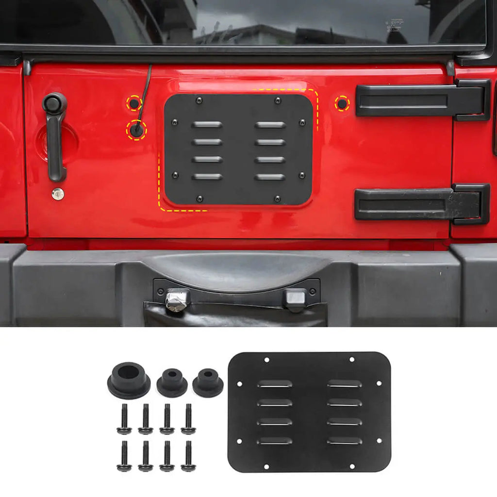 For 2007-2018 Jeep Wrangler JK Rear Tailgate Exhaust Plate & Rubber Plug Screw Trim