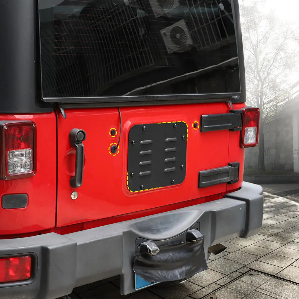 For 2007-2018 Jeep Wrangler JK Rear Tailgate Exhaust Plate & Rubber Plug Screw Trim