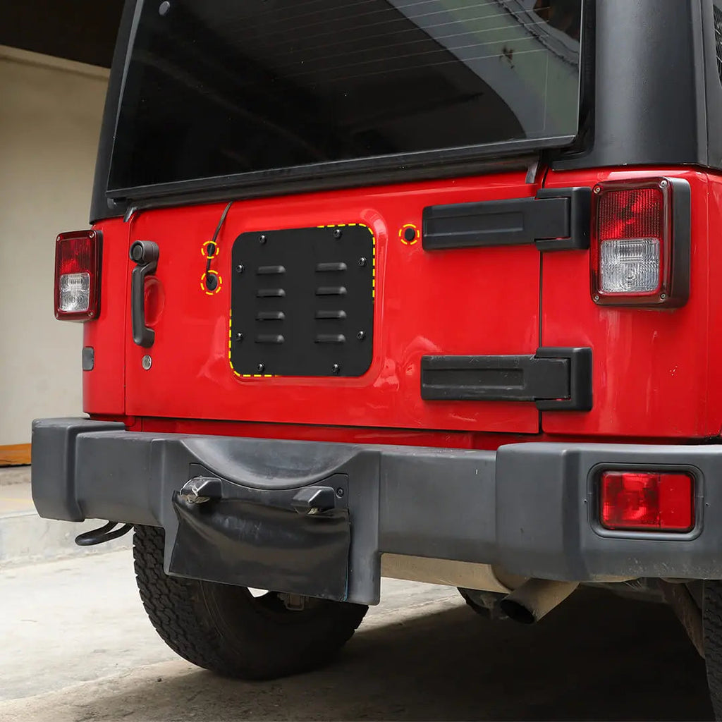 For 2007-2018 Jeep Wrangler JK Rear Tailgate Exhaust Plate & Rubber Plug Screw Trim