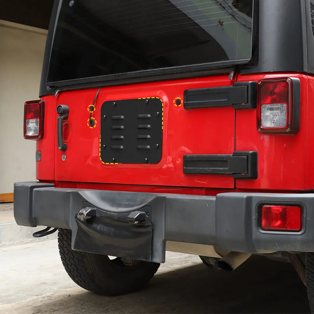 For 2007-2018 Jeep Wrangler JK Rear Tailgate Exhaust Plate & Rubber Plug Screw Trim