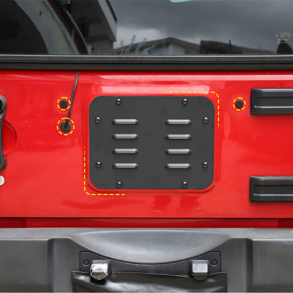 For 2007-2018 Jeep Wrangler JK Rear Tailgate Exhaust Plate & Rubber Plug Screw Trim