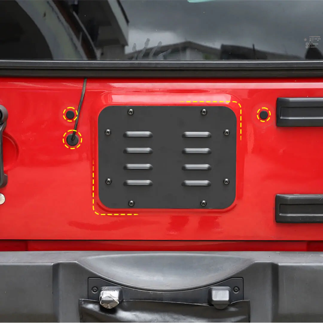 For 2007-2018 Jeep Wrangler JK Rear Tailgate Exhaust Plate & Rubber Plug Screw Trim