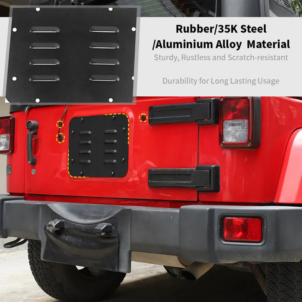 For 2007-2018 Jeep Wrangler JK Rear Tailgate Exhaust Plate & Rubber Plug Screw Trim