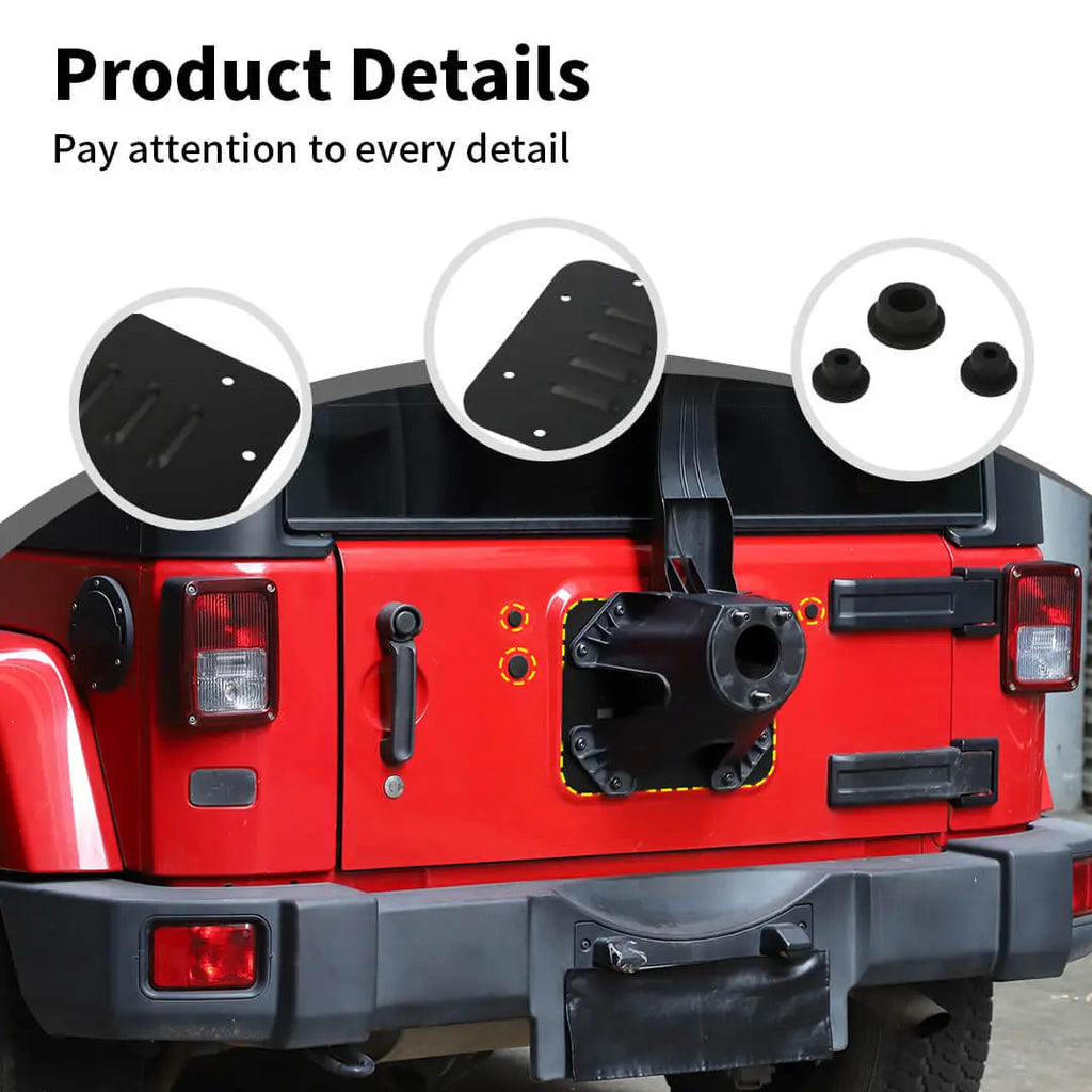 For 2007-2018 Jeep Wrangler JK Rear Tailgate Exhaust Plate & Rubber Plug Screw Trim