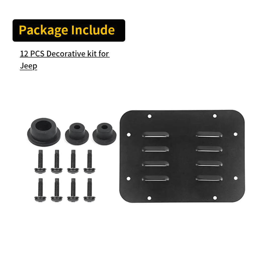 For 2007-2018 Jeep Wrangler JK Rear Tailgate Exhaust Plate & Rubber Plug Screw Trim