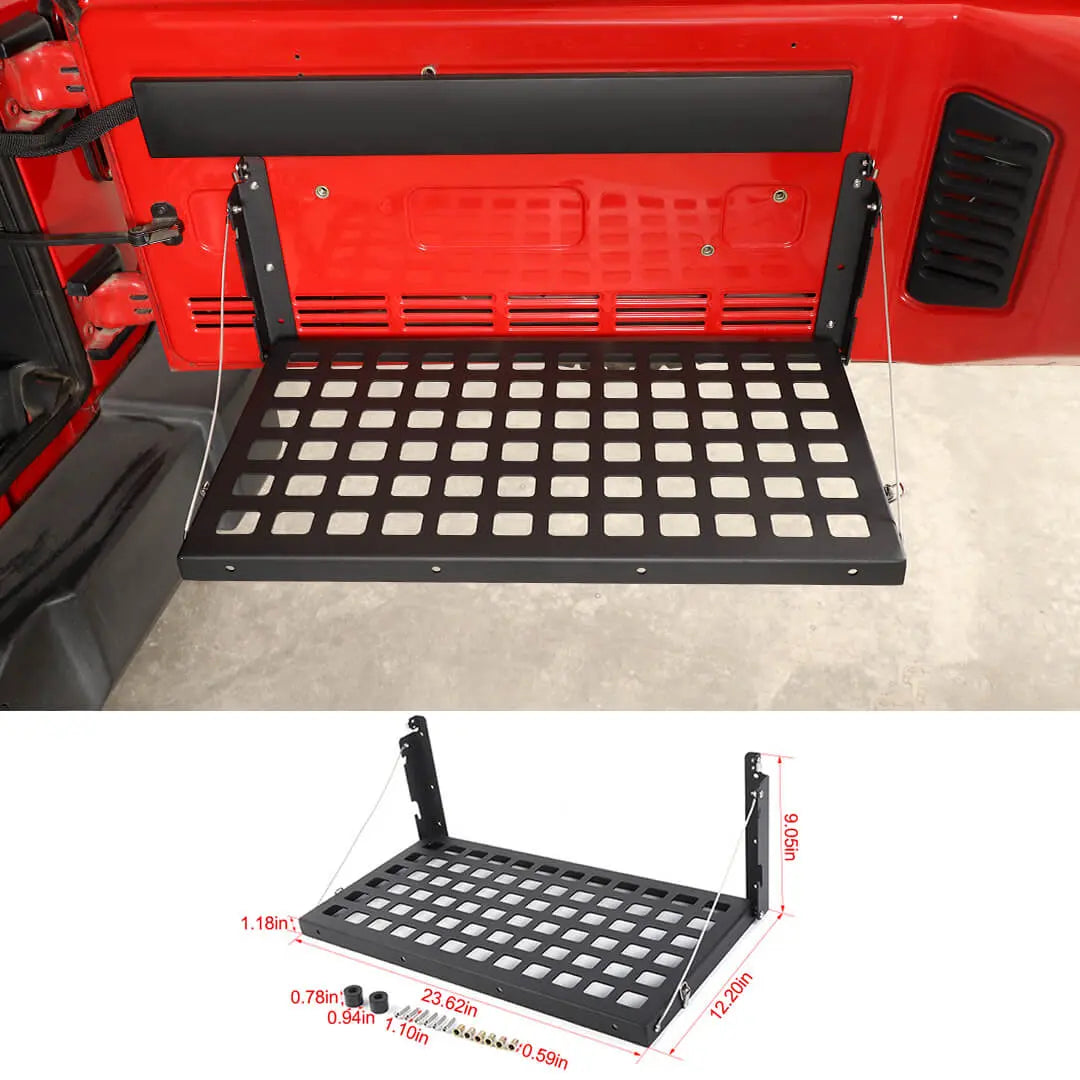 For 2007-2018 Jeep Wrangler JK Rear Tailgate Table Trunk Cargo Luggage Rack Storage Panel Bracket