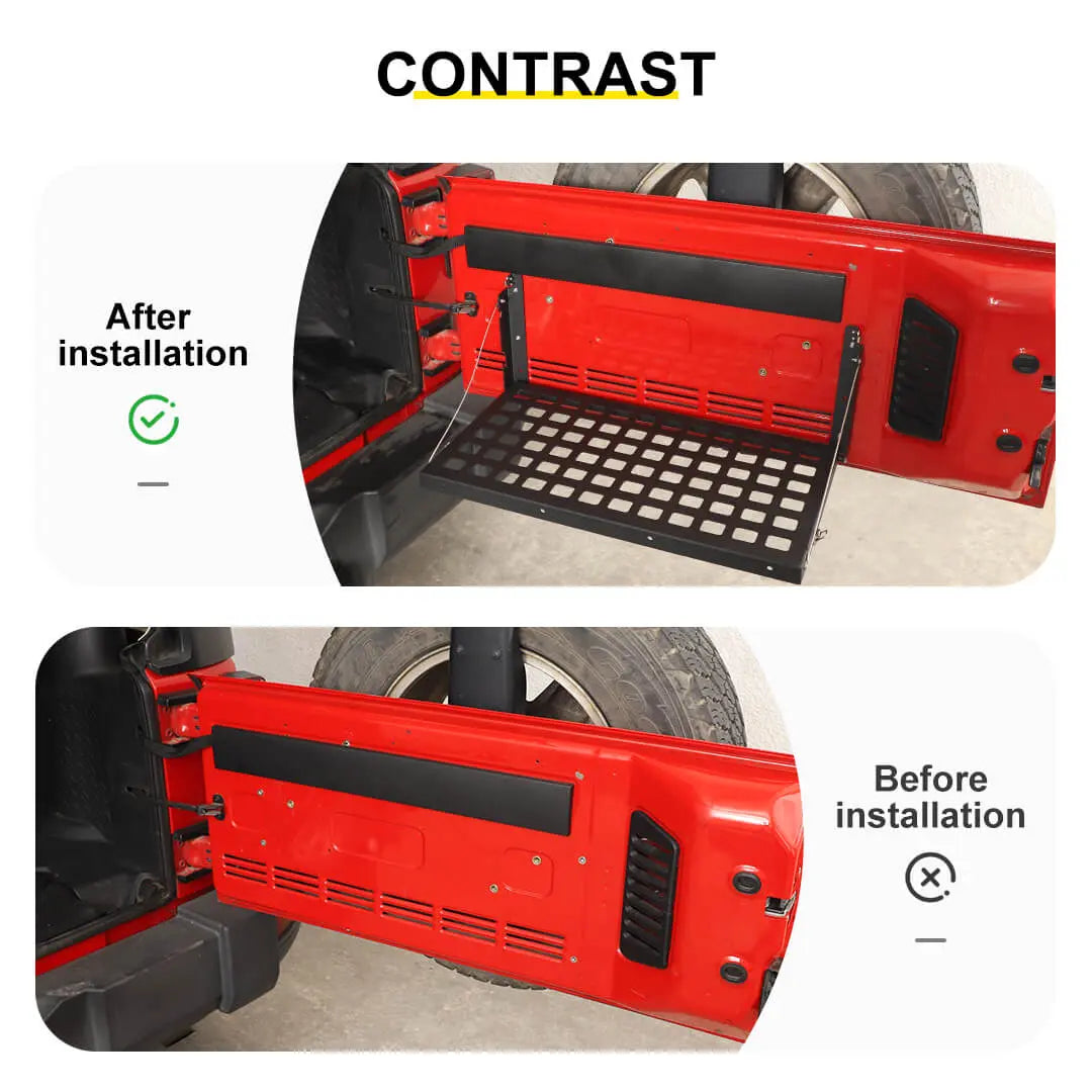 For 2007-2018 Jeep Wrangler JK Rear Tailgate Table Trunk Cargo Luggage Rack Storage Panel Bracket