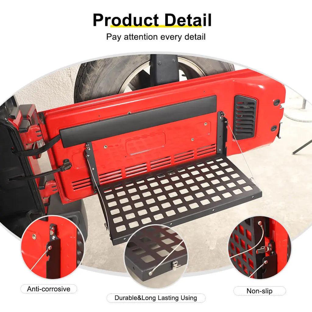For 2007-2018 Jeep Wrangler JK Rear Tailgate Table Trunk Cargo Luggage Rack Storage Panel Bracket