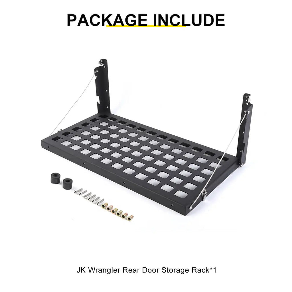 For 2007-2018 Jeep Wrangler JK Rear Tailgate Table Trunk Cargo Luggage Rack Storage Panel Bracket