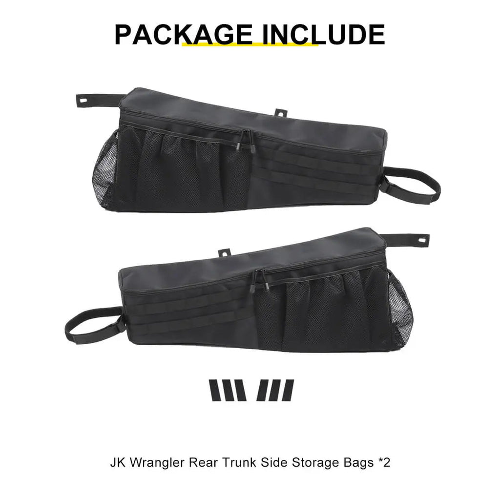 For 2007-2018 Jeep Wrangler JK Rear Trunk Organizer Rear Cargo Storage Side Bag (2 pcs)